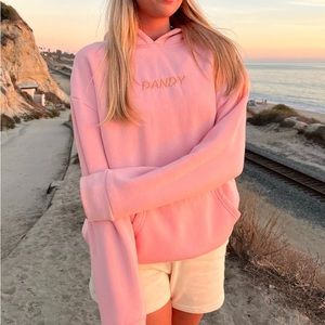 Dandy Worldwide “Let’s Watch the Sunset” Embroidered Hoodie in Pink